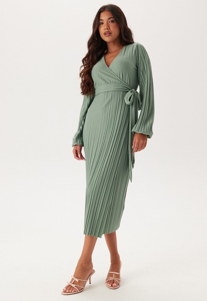 BUBBLEROOM  Pleated Wrap Dress