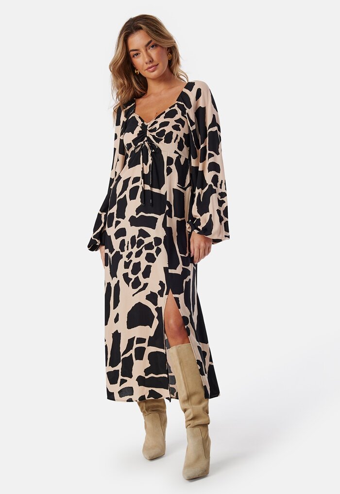 BUBBLEROOM Puff Sleeve Midi Dress 