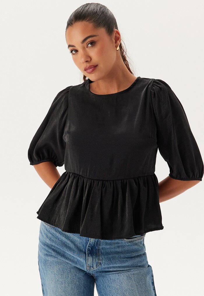 BUBBLEROOM Round Neck Puff Sleeve Blouse 