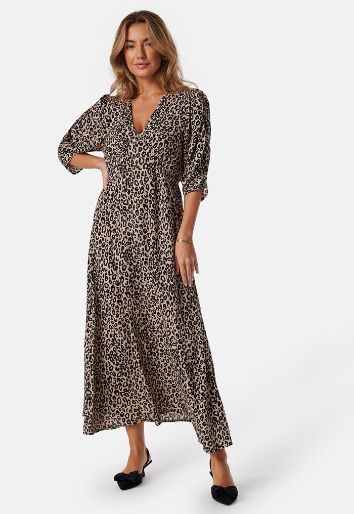 BUBBLEROOM Ruched Sleeve Midi Dress 