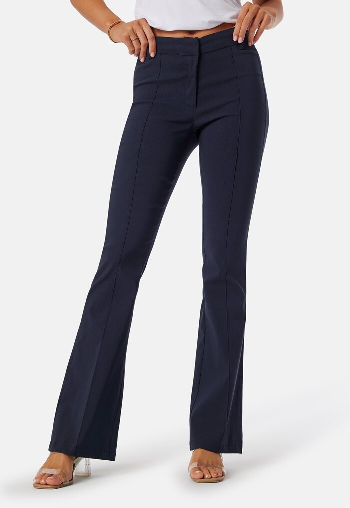 BUBBLEROOM Mid Waist Stretchy Flared Trousers