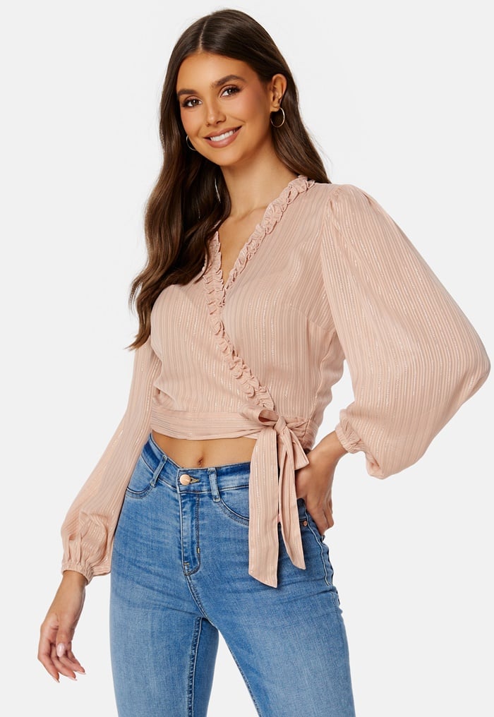 BUBBLEROOM Taylin Frill Wrap Blouse