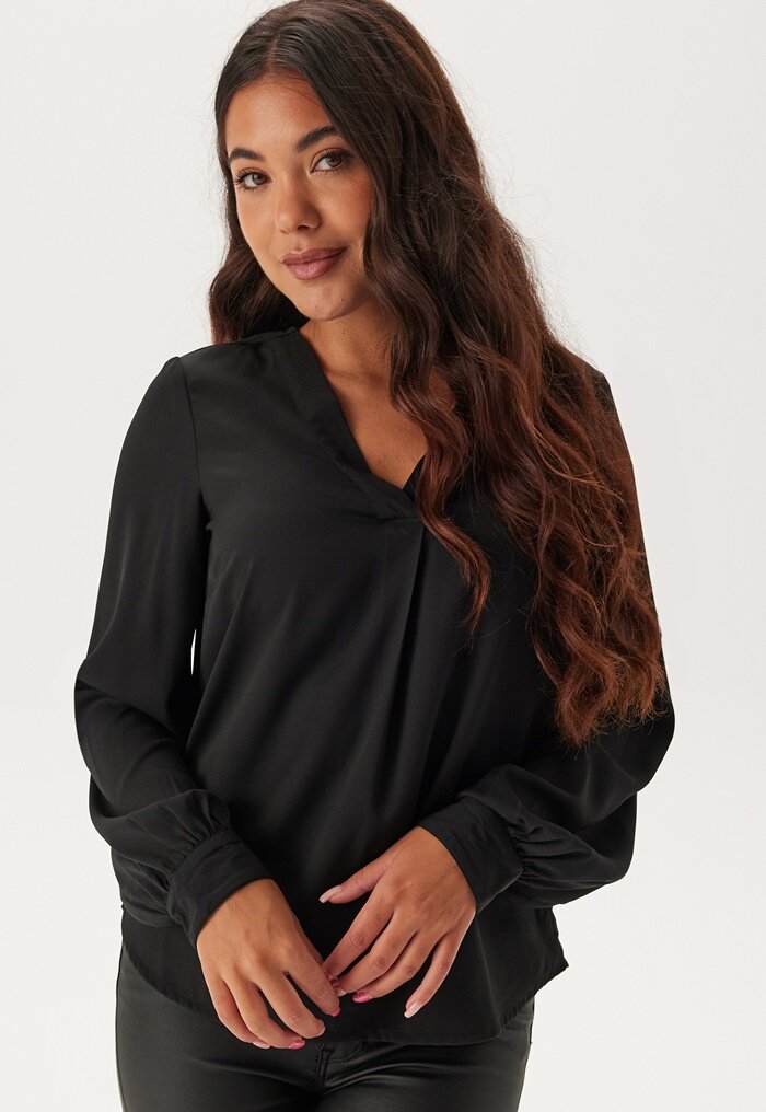 BUBBLEROOM V-neck Front Pleat Blouse