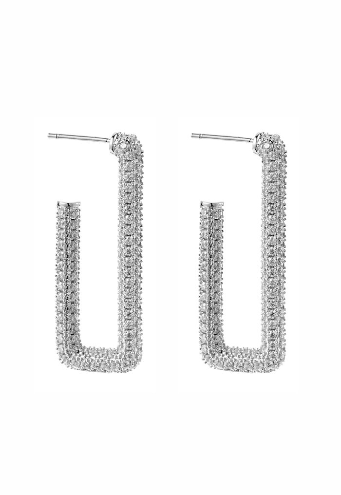 BY JOLIMA Monaco Rectangle Hoops Crystal