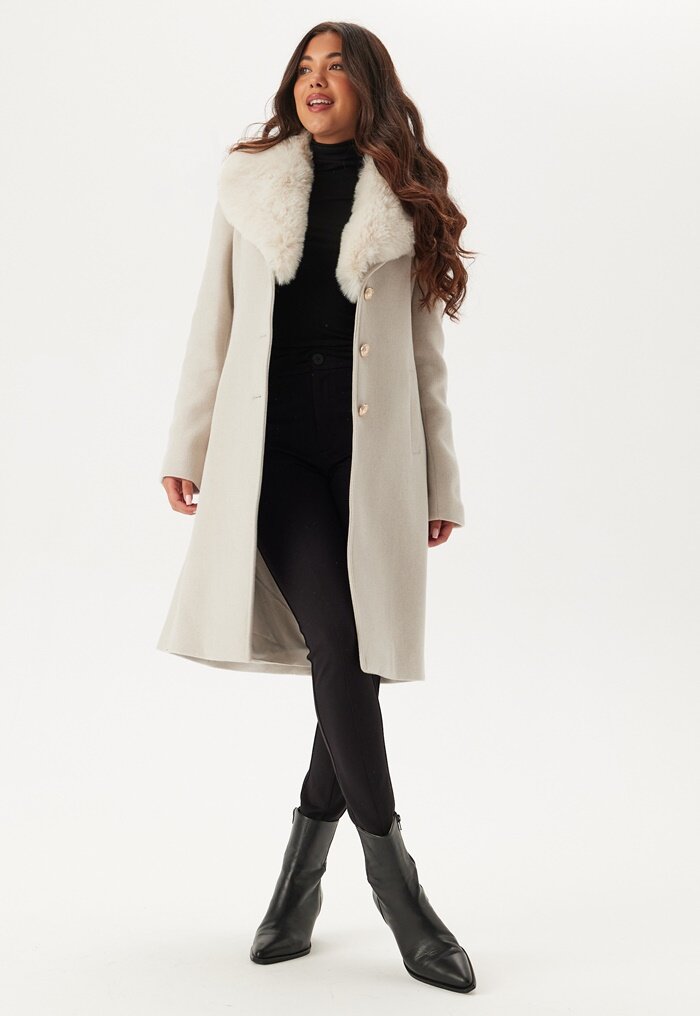 Chiara Forthi Fur Collar Wool Blend Coat