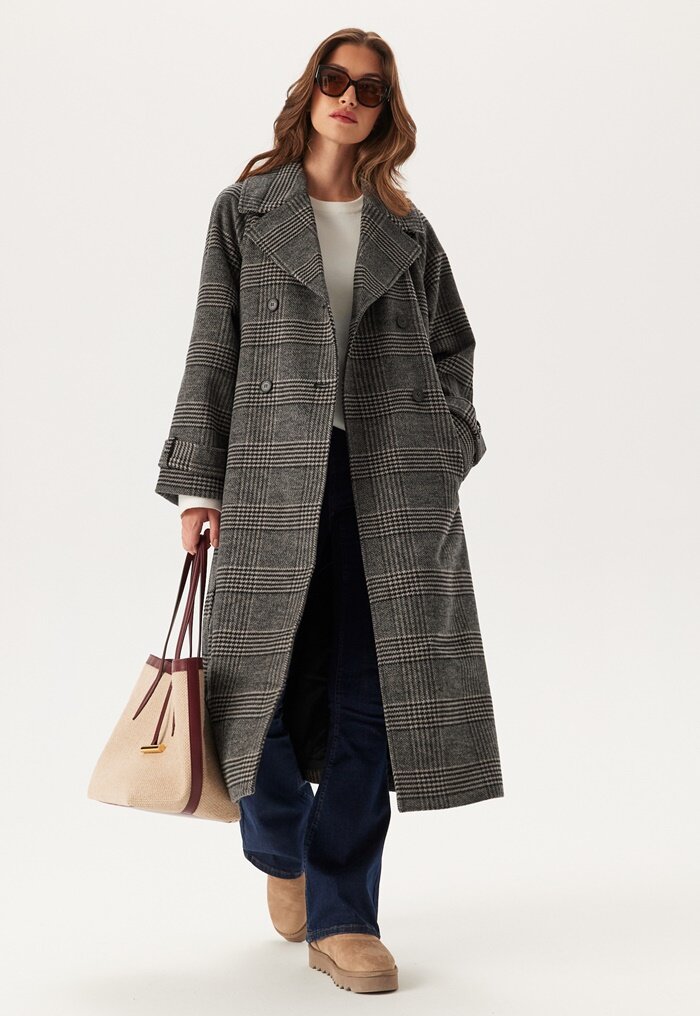 GANT Large Checked Wool Trench Coat