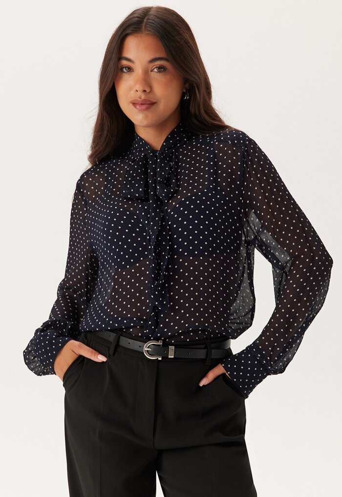 GANT Reg Dot Print Bow Blouse