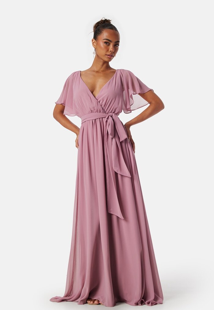 Goddiva Flutter Chiffon Maxi Dress