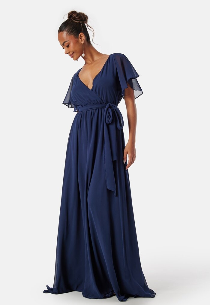 Goddiva Flutter Chiffon Maxi Dress