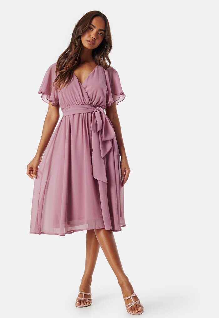 Goddiva Flutter Chiffon Midi Dress