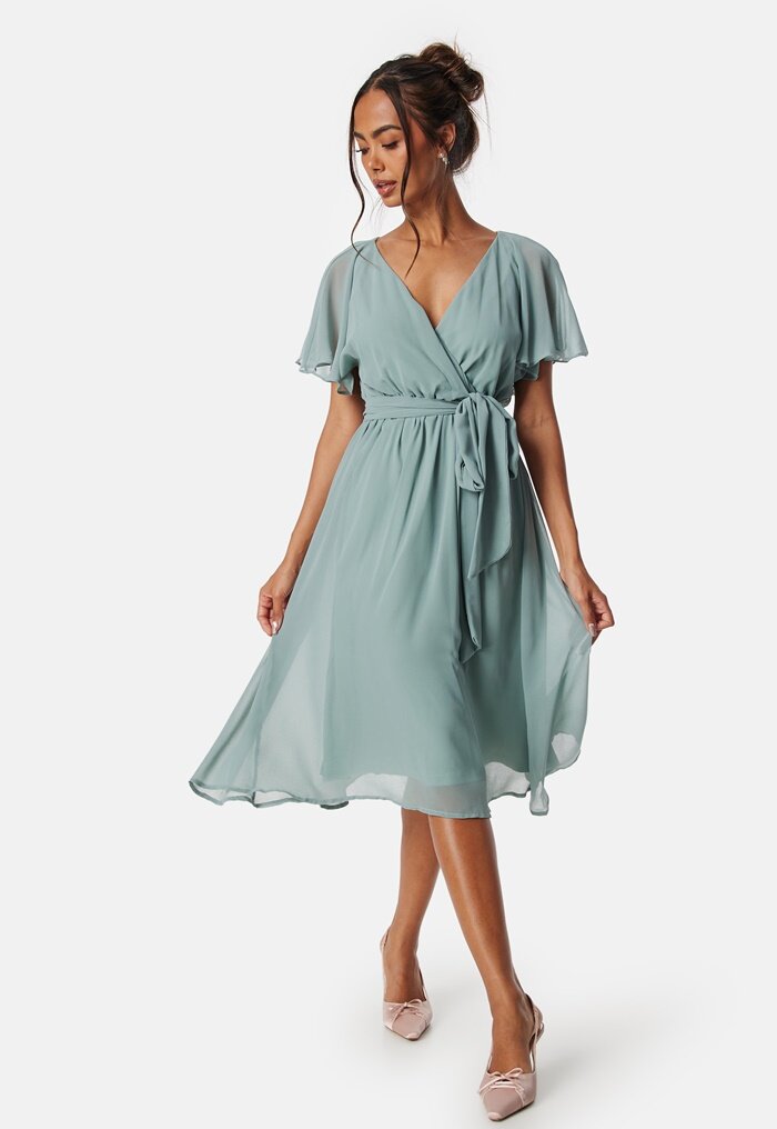 Goddiva Flutter Chiffon Midi Dress