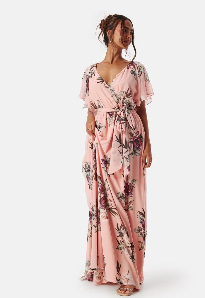 Goddiva Flutter Floral Maxi Dress