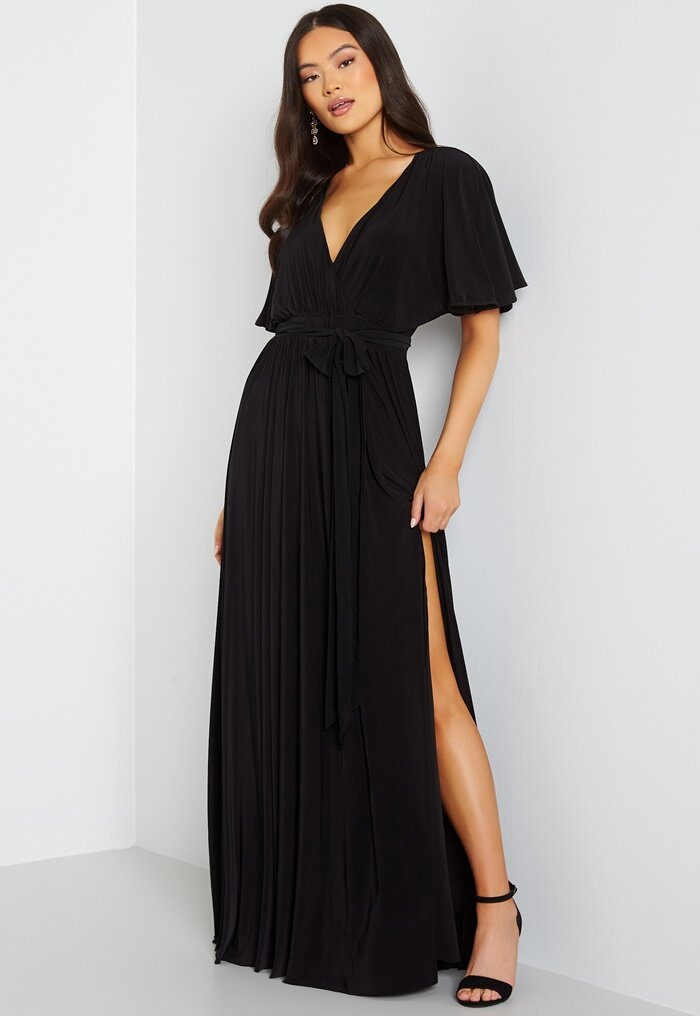 Goddiva Flutter Sleeve Maxi Dress