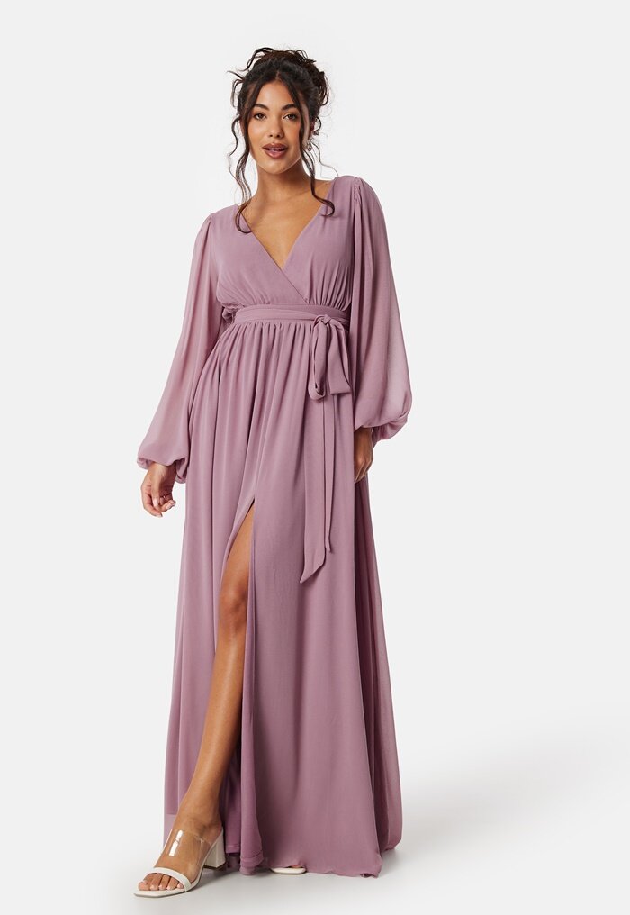 Goddiva Long Sleeve Chiffon Dress