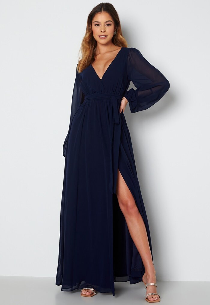 Goddiva Long Sleeve Chiffon Dress