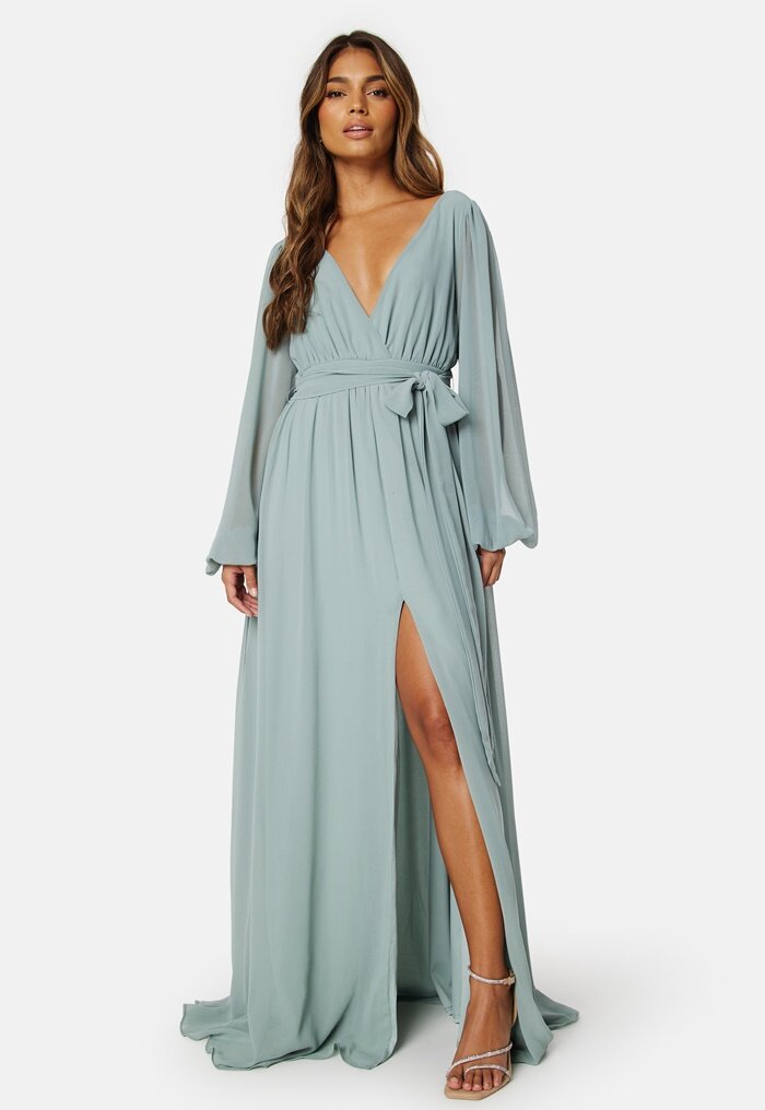 Goddiva Long Sleeve Chiffon Dress