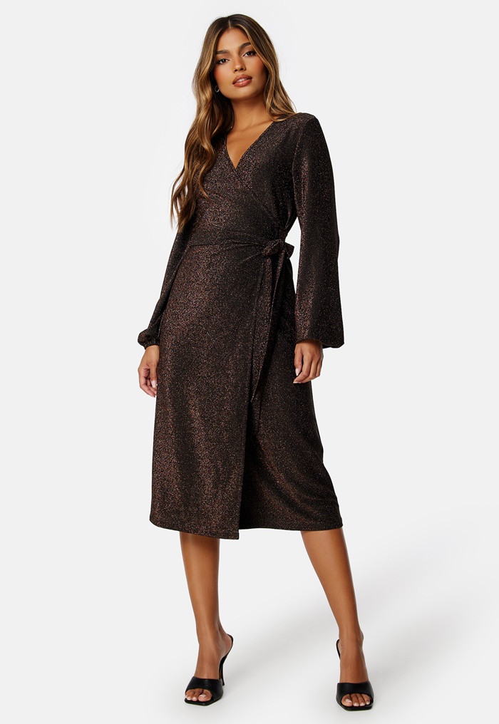 Happy Holly Sparkling Midi Wrap Dress