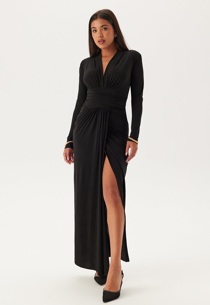 John Zack Deep V Wrap Front Maxi Dress