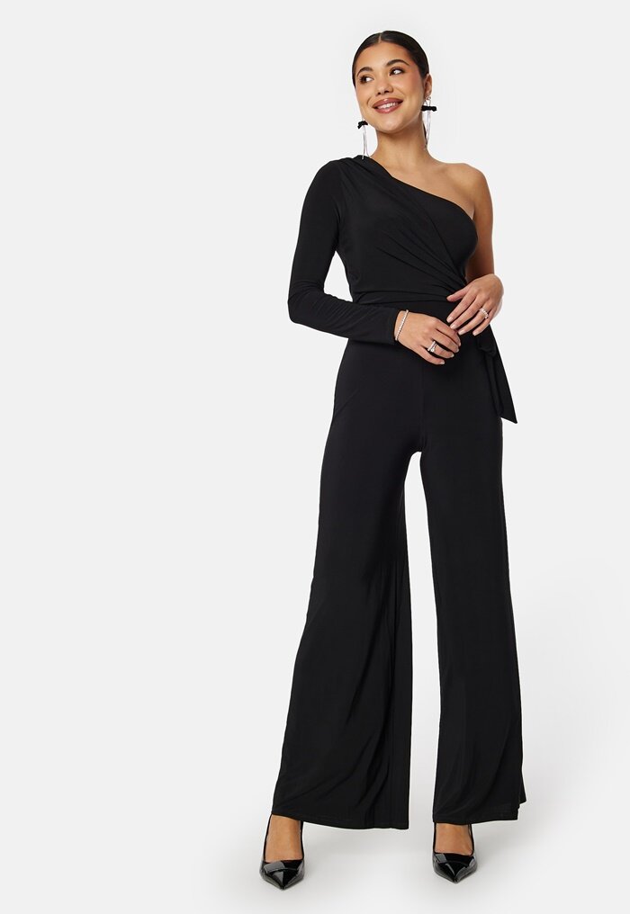 John Zack Long Sleeve One Shoulder Jumpsuit