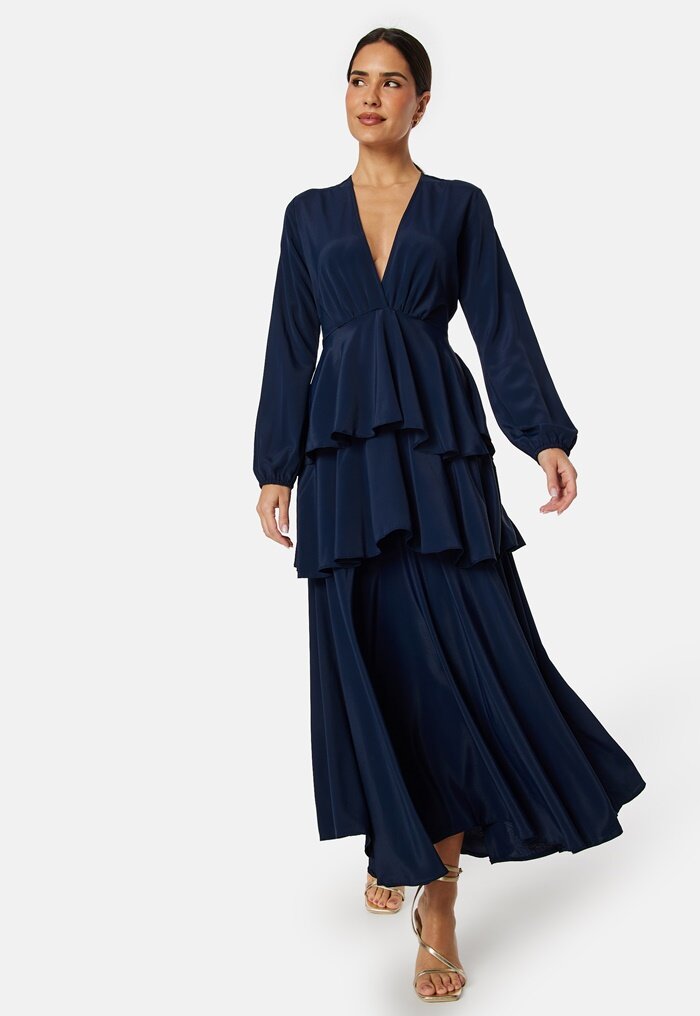 John Zack Long Sleeve Tiered Maxi Dress