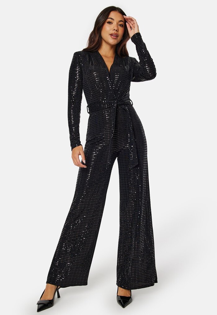 John Zack Sequin Wide Leg Jumpsuit