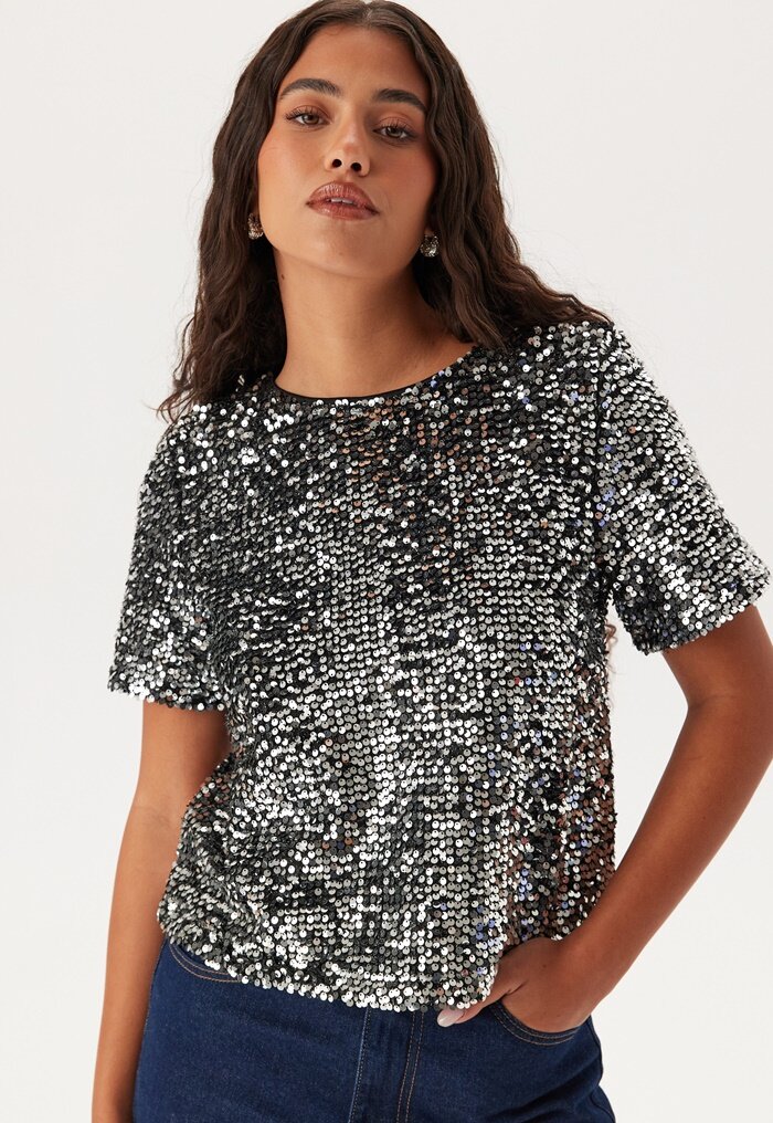 Pieces Pcserena Sequin Ss O-neck Top