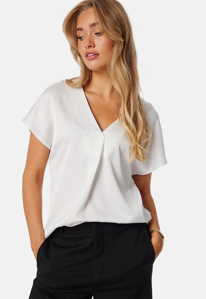 VILA Viellette V-neck S/S SATIN TOP