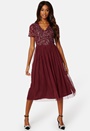 Short Sleeve Sequin Embellished Midi Dress