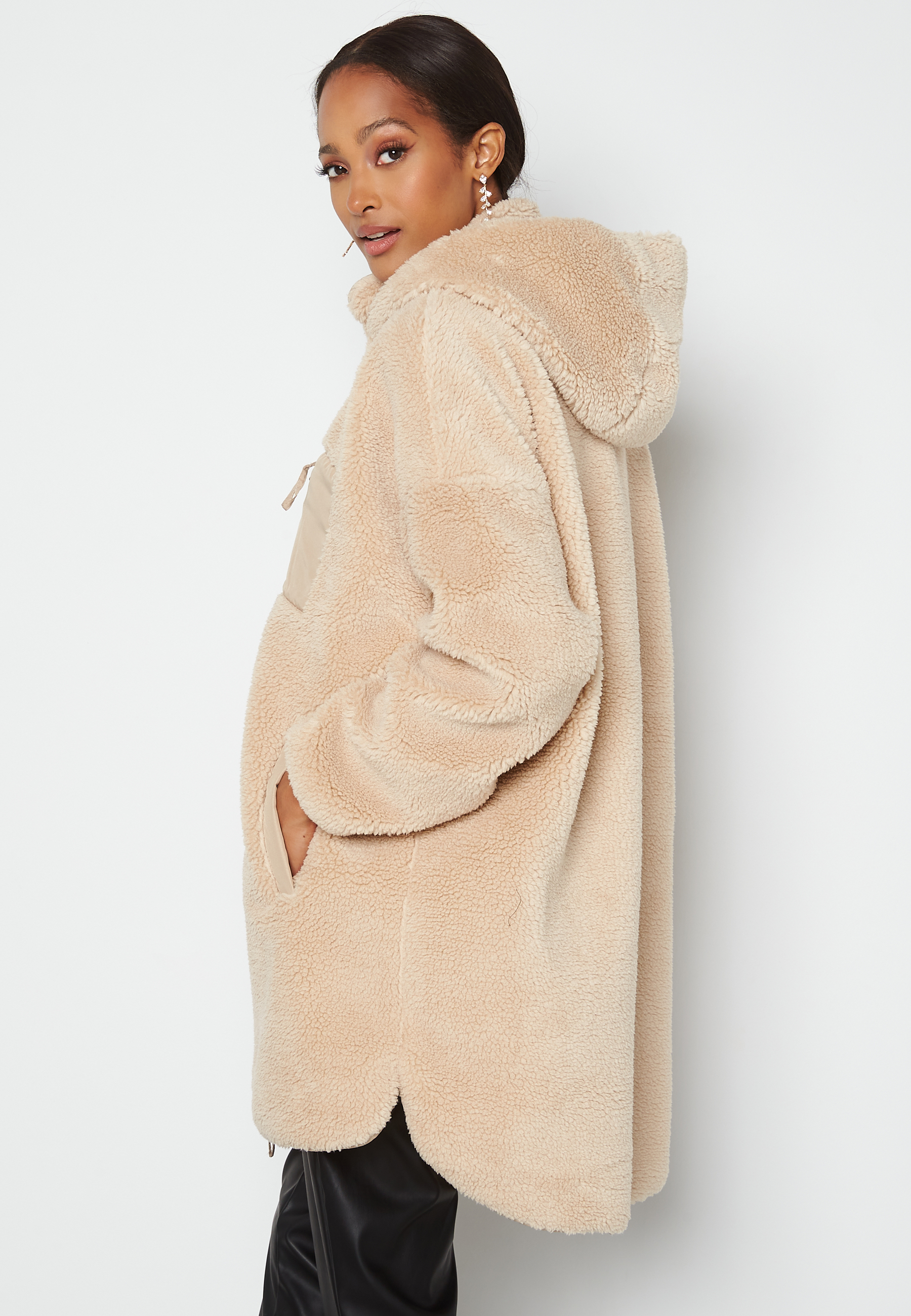 only sascha sherpa hooded jacket