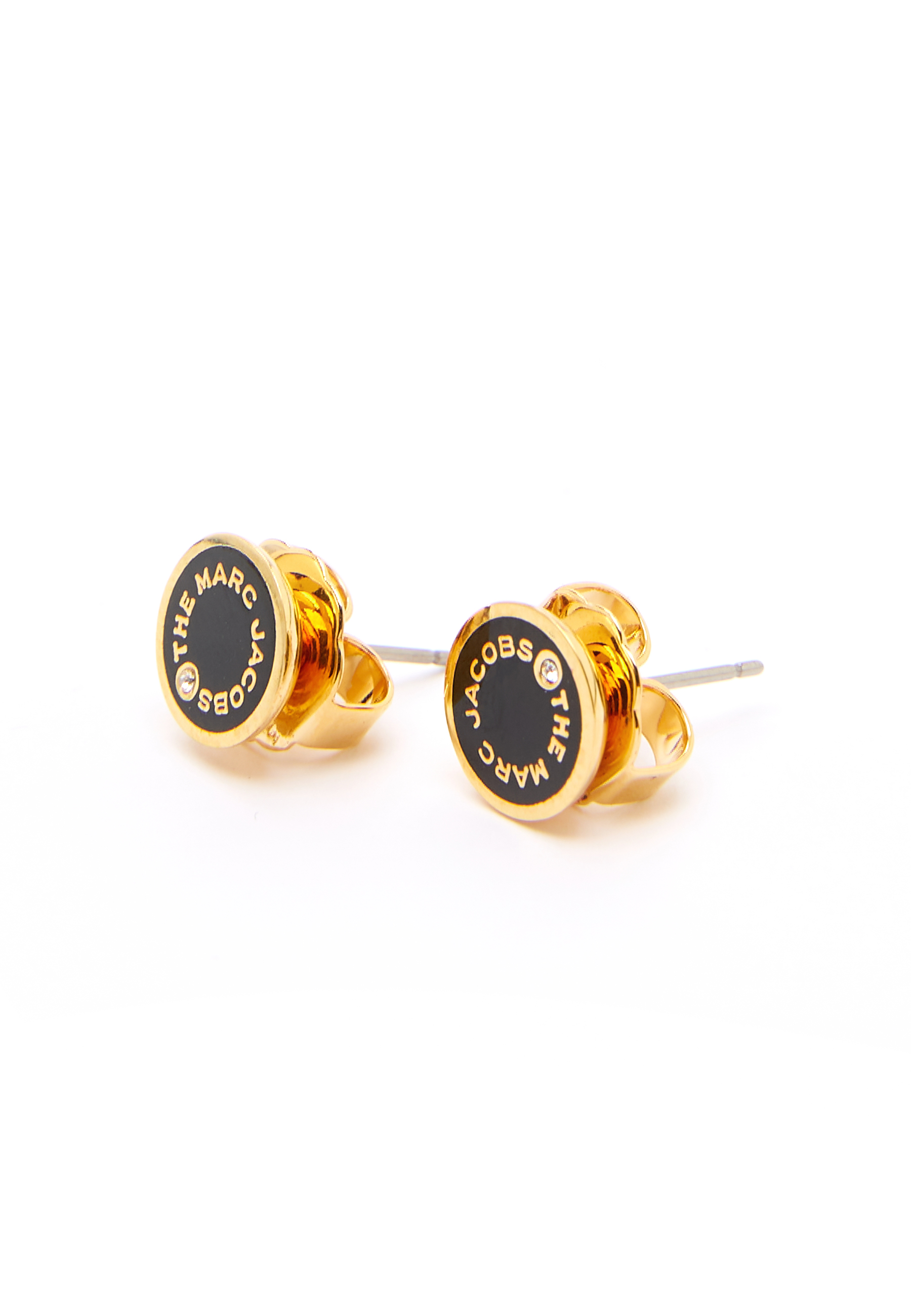 Male controller Modtager Marc Jacobs (THE) The Medallion Studs Earrings 001 Black/Gold - Bubbleroom