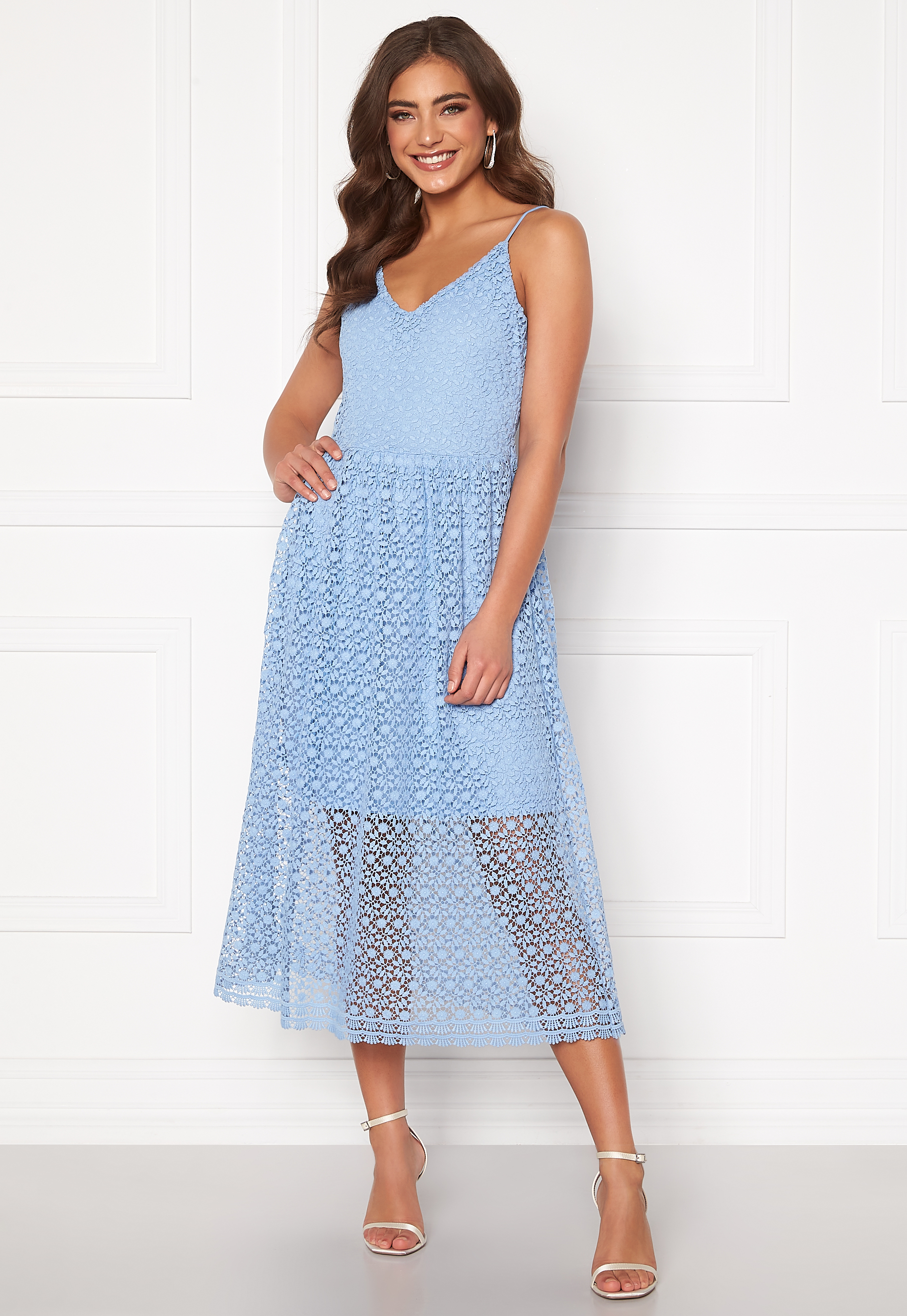 MODA Madeleine Calf Lace Dress Placid Blue - Bubbleroom